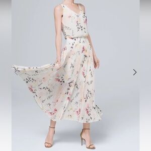White House Black market Floral-Print Soft Pleated Midi Dress.